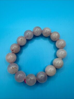 Delicate Rose Quartz Beaded Stretch Bracelet - Soft Pink - 12mm